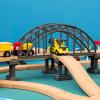 Wooden Train Track Bridge Toy Set 2Pcs Railway Bridge Replacement Compatible with Thomas Friends and Major Train Systems 12.8In Model for Kids Building Play view 4