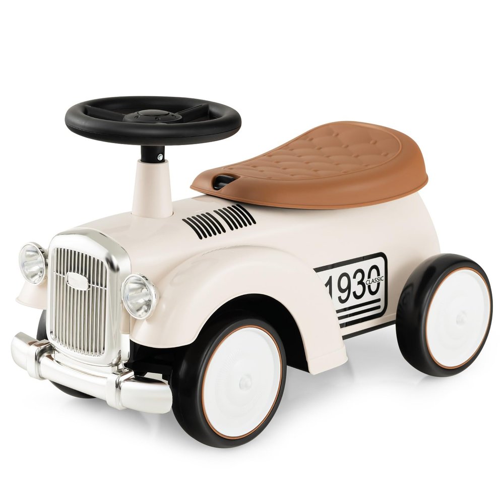 Costzon Ride On Push Car for Toddlers, Classic Kids Ride On Car Foot-to-Floor Sliding Car with Steering Wheel, Horn & Under Seat Storage, Ride On Toy for Boys Girls 18-36 Months (White)