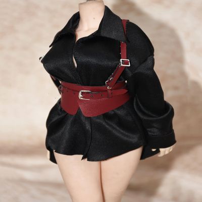 1/6 Scale Female Clothes, Female Silk Shirt Pajamas Tops Belt Clothes Accessory for 12inch PH TBL Action Figure Body (1pc Wine Red No.1 Belt)
