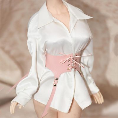1/6 Scale Female Clothes, Female Silk Shirt Pajamas Tops Belt Clothes Accessory for 12inch PH TBL Action Figure Body (1pc Pink No.2 Belt)