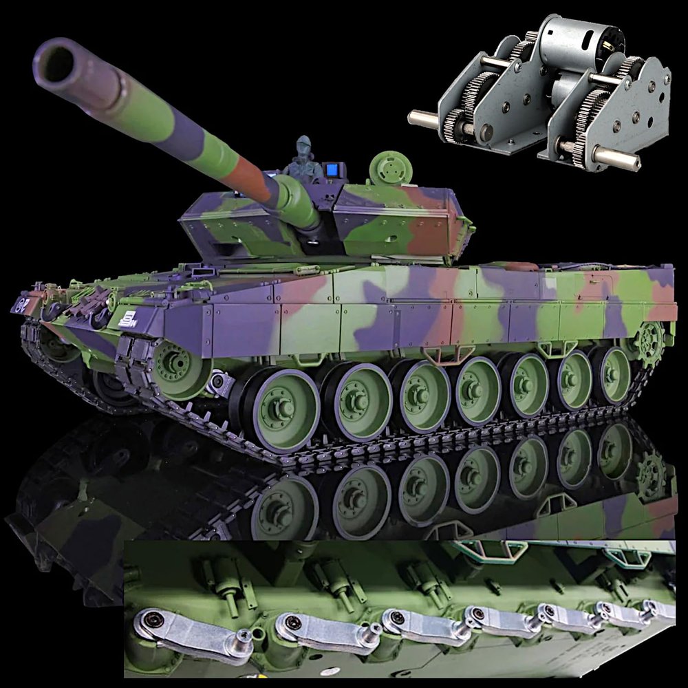 POCO DIVO Leopard 2A6 German MBT Tank, 1/16 RTR RC War Panzer, Heng Long 3889 S Edition Metal Suspension Upgrade Steel Gear, Airsoft Battle Infrared Fighting, Smoke Sound Light Recoil Military Model