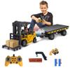 KNACKTOYZ Remote Control Forklift with Flatbed Truck, 11 Channel RC Forklifts with Spray, Cool Lights & Sound, 2 in 1 Lift Fork & Hook, Crane Construction Toys for Boys, Birthday Gift for Kids 3+ view 1