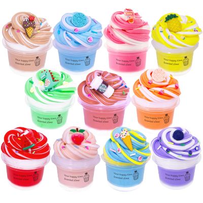 11 Packs Duo Color Butter Slime Kit, Super Soft, Non-Sticky Stress Relief Toy, Party Favors and Birthday Gift for Girls and Boys