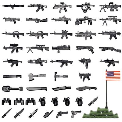 MaozyHomie 54 Pcs Military U.S. Weapons Pack - U.S.-Vietnam War Toy Set - Compatible with Major Brands, 3 Years and Up