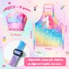 R HORSE Kid Apron and Chef Hat Set - 2Pcs Adjustable Magic Horse Children Kitchen Toddler Apron for Girls Role Play Chef Toy Funny Cooking Birthday Gift for kids Cooking Baking Painting and Training view 2