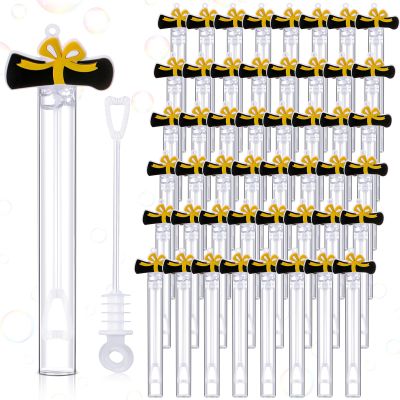 Silipull 48 Pcs 4.2'' Mini Bubble Wands Bubbles Party Favors Birthday Party Supplies Favor Decorations for Gift Back to School Goodie Bag, Contains Liquid(Graduation)