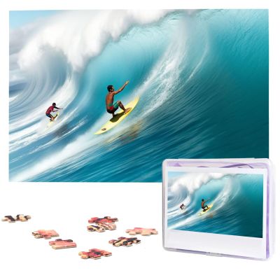 Surfing Puzzles 1000 Pieces Personalized Jigsaw Puzzles Wooden Photo Puzzle for Adults Family Picture Puzzle Gifts for Wedding Birthday Valentine's Day Gifts(29.5" x 19.7")