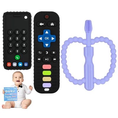 ZOEDO Baby Teething Toys, Remote Control Shape Teething Toys, Cell Phone Teether for Babies, Toy Chew for Babies 3-24 Months, BPA Free & Refrigerator Safe