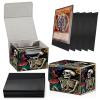Card Deck Box Plus 100 Counts Matte Black Card Sleeves, Sugar Skull Rose for Collectible MTG TCG CCG Card Storage Box Horizontal Holds 100+ Single Sleeved Cards, Leather Game Card Box Organizer view 1