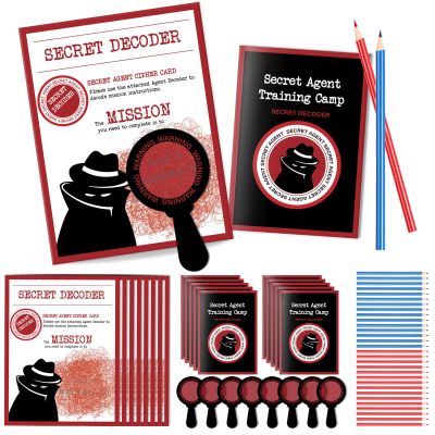 ReliThick 15 Sets Detective Party Favors Spy Secret Kit Escape Room Birthday Party Decoder with Agent Training Camp Notepads Cards Pens Treat Bags Stuffers Piata Filler Classroom Prizes