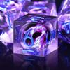 AUSTOR Violet Flame Dragon Dice Set - 7 Pieces Resin Dice: D20, D12, D10, D8, D6, D4 with Case view 2