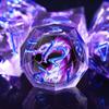 AUSTOR Violet Flame Dragon Dice Set - 7 Pieces Resin Dice: D20, D12, D10, D8, D6, D4 with Case view 3