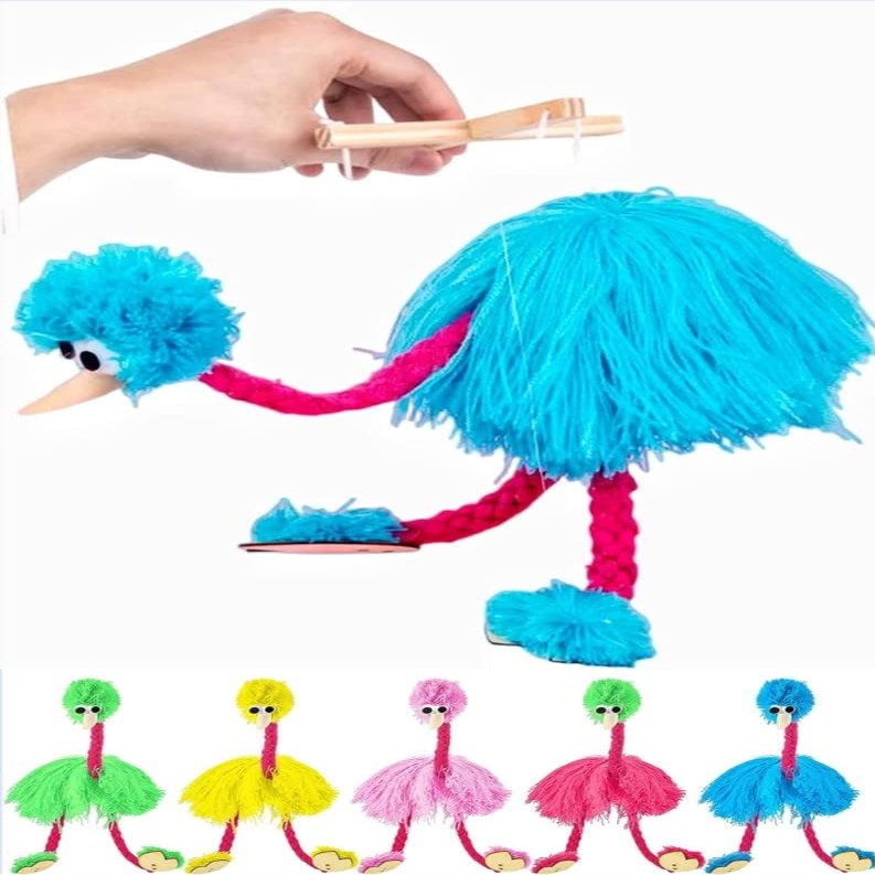 3 Days Local Delivery Ostrich Marionette Puppet,Ostrich String PuppetExercise Hand-Brain BalanceMarionette PuppetsExercise Children's Coordination Ability (Blue Ostrich)