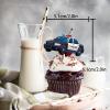 18pcs Blue Glitter Dessert Cupcake Topper Congrats Officer Policeman Theme Decor Supplies Boys Girls 2024 College Graduation Party Decorations view 2