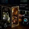 JOOHOUR DIY Book Nook Kit, Dollhouse Miniature, Booknook Bookshelf Insert Alley 3D Wooden Puzzle, Bookends Model Building Kit with LED Light, Gift for Teens and Adults, Back to Memory view 3