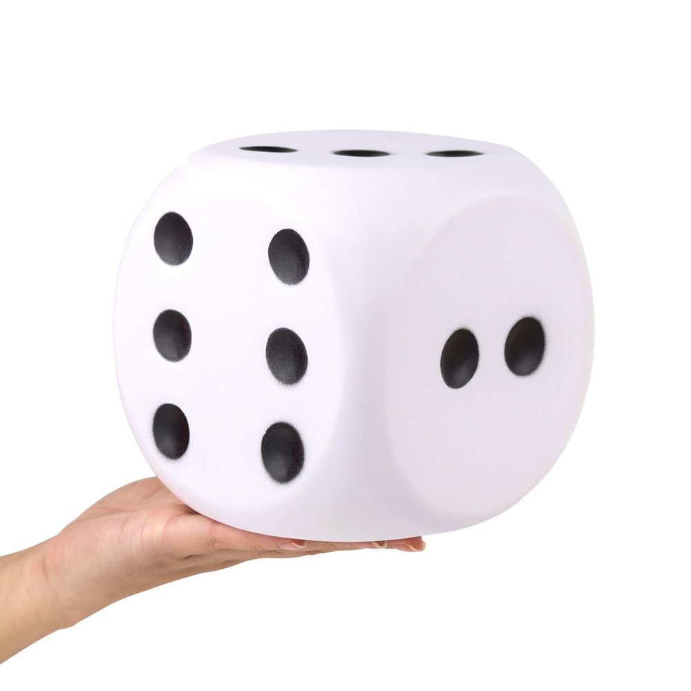 Anboor 5.9'' Large Foam Dice Squishies Jumbo Dice for Classroom Game Dice Kids Toys Collection Decorative Props(White)