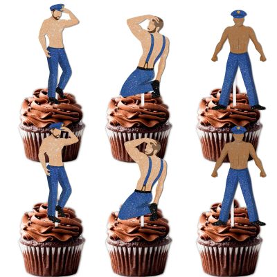 18pcs Glitter Dessert Cupcake Topper Gym Fitness Weight Lifting Sports Muscle Men Theme Decor Supplies Men Boys Happy Birthday Anniversary Party Decorations