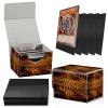 Card Deck Box Plus 100 Counts Matte Black Card Sleeves, Wild Leopards for Collectible MTG TCG CCG Card Storage Box Horizontal Holds 100+ Single Sleeved Cards, Leather Game Card Box Organizer view 1