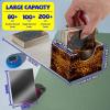 Card Deck Box Plus 100 Counts Matte Black Card Sleeves, Wild Leopards for Collectible MTG TCG CCG Card Storage Box Horizontal Holds 100+ Single Sleeved Cards, Leather Game Card Box Organizer view 2