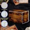 Card Deck Box Plus 100 Counts Matte Black Card Sleeves, Wild Leopards for Collectible MTG TCG CCG Card Storage Box Horizontal Holds 100+ Single Sleeved Cards, Leather Game Card Box Organizer view 3