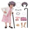 Cabeny Kids Old Lady Costume for 3-10 Years Girls 100 Days of School Costume Kids Grandma Cosume Dress Up for Halloween CA023S view 1