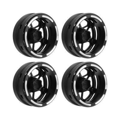 HUAOSN 4PCS 1.9in Beadlock Wheels, RC Rim Hub Aluminum Beadlock Rims, Carbon Fiber RC Beadlock Wheels Rims for SCX10 1/10 RC Crawler, Professional RC Wheel Rim Set Replace Accessories[Hexagonal Star]