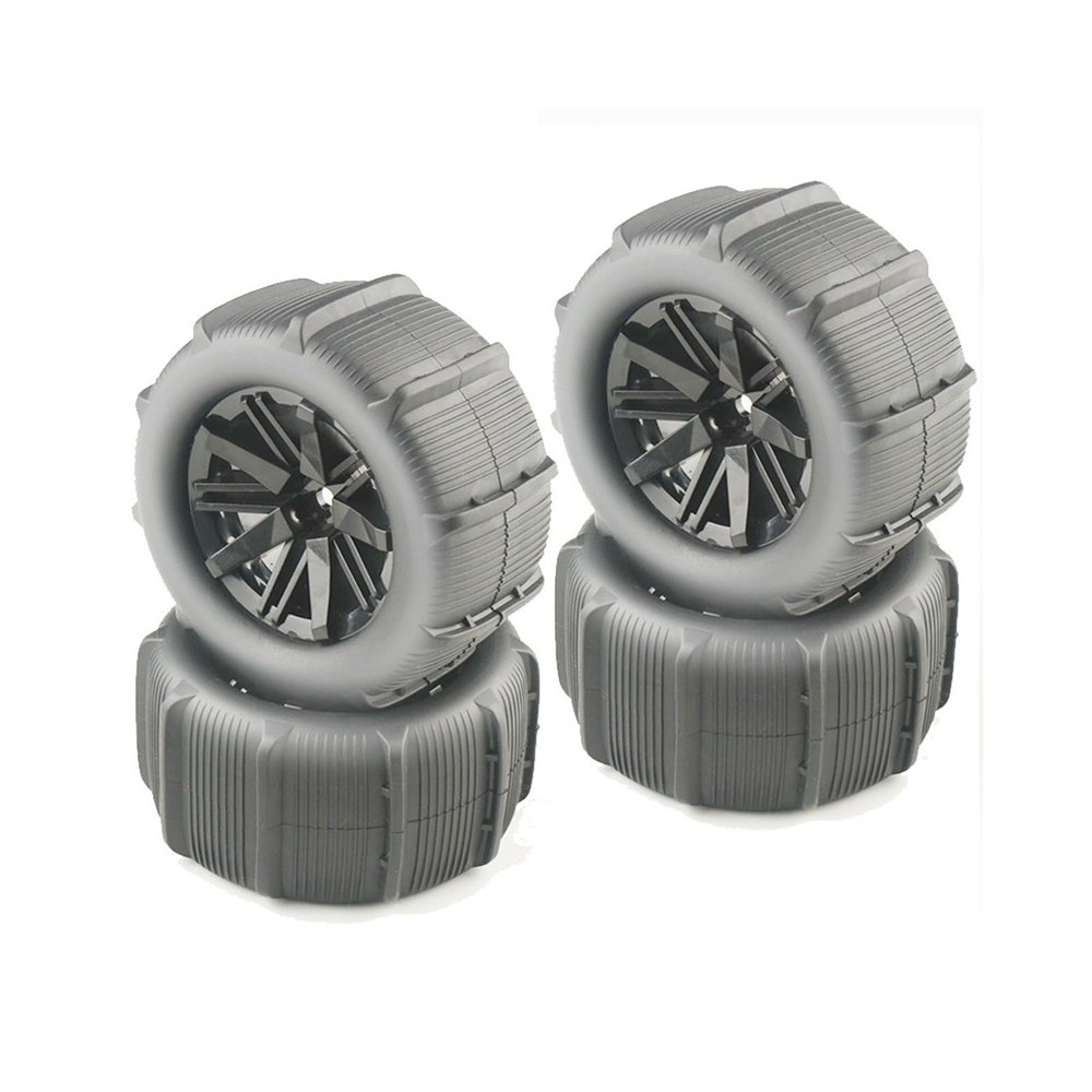 12mm Hex Hub RC Wheel Rims & Rubber Tires 1/10 1/12 1/14 1/16 1/18 Scale Beach Sand/Snow/Desert Off Road Crawler Truck Wheels Tires Compatible with WLtoys 144001 (4* Tires)