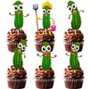 18pcs Green Glitter Cartoon Cucumber Dessert Cupcake Topper for A Big Dill Vegetable Fruit Funny Pickle Theme Decor Supplies Men Women Birthday Anniversary Wedding Party Decoration view 1