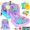 Inflatable Bounce House for Kids 3-6 with Water Slide Ball Pit Pool & 50 Ocean Balls, 5 in 1 Bouncy Castle w/ 6 Sticky Ball Dart Board Game, Basketball Hoop, Storage Bag & Blower Indoor Outdoor Party view 1