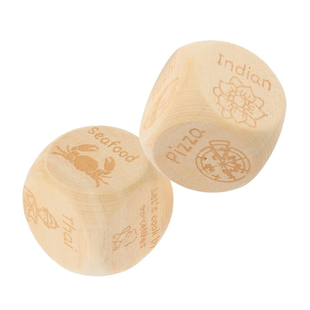 Abaodam Food Decision Dice Decider 2pcs Engraved Wooden Dice Valentines Day for Husband Wife Boyfriend Girlfriend Women Men Him Her Christmas Birthday