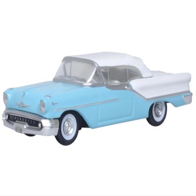 Oxford Diecast 1957 88 Convertible (Top-Up) Banff Blue and Alcan White with White 1/87 (HO) Scale Diecast Model Car 87OC57002