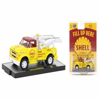 M2 1970 Chevy C60 Tow Truck Yellow with Red Top and Yellow Interior Shell Oil Limited Edition to 7800 Pieces Worldwide 1/64 Diecast Model Car 31500-HS45