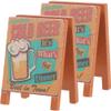 LOGOFUN 2pcs Miniature Sign Board Dollhouse 1:12 Mini Wooden Blackboard Sign Tiny Bar Scene Props Vintage Small Wood Board Model for Doll House Accessories view 1