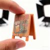 LOGOFUN 2pcs Miniature Sign Board Dollhouse 1:12 Mini Wooden Blackboard Sign Tiny Bar Scene Props Vintage Small Wood Board Model for Doll House Accessories view 3