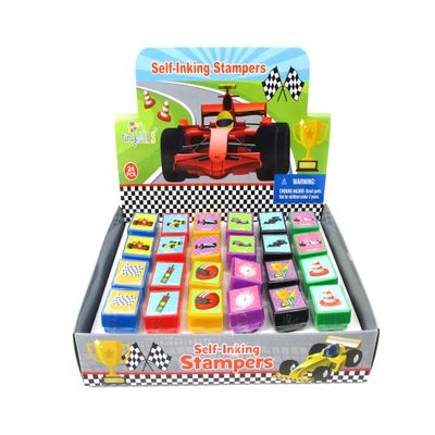 TINYMILLS 24 Pcs Race Car Assorted Stamps for Kids Self Ink Stamps Race Car Birthday Party Favors, Racing Theme Goody Bag Fillers
