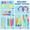 32 Packs Summer Pool Diving Swimming Essentials Water Toys for Kids, Fun Swim Games Sinking Set, Underwater Dive Easter Day Gifts with Storage Bag Include Torpedo Gems Shark Rings Sea Animals view 3