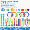 32 Packs Summer Pool Diving Swimming Essentials Water Toys for Kids, Fun Swim Games Sinking Set, Underwater Dive Easter Day Gifts with Storage Bag Include Torpedo Gems Shark Rings Sea Animals view 4