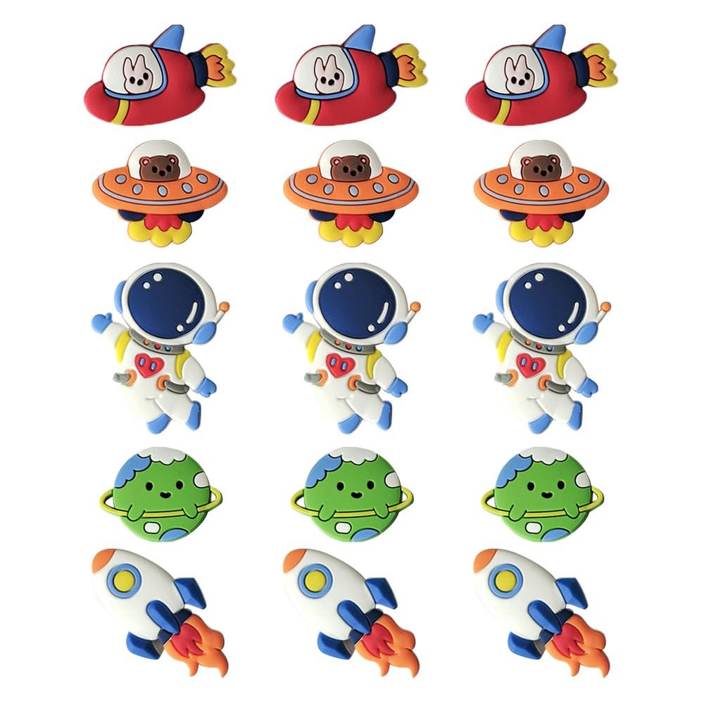15 Pcs Outer Space Cake Toppers - Creative Astronaut and Planet Decorations for Kids Birthday Parties and Baby Showers