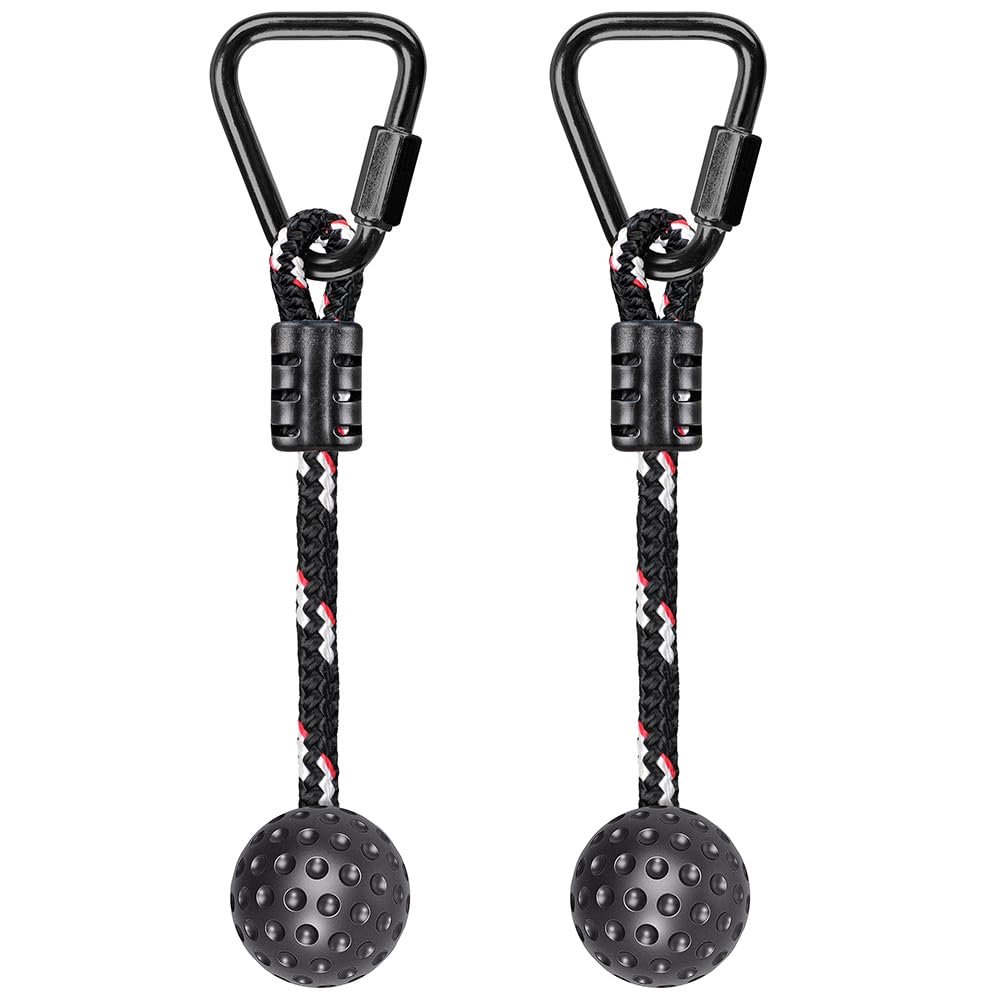 2 Pack Ninja Monkey Bars with Grip Ball 250LB Capacity Obstacle Course Bars with Safety Carabiners Trapeze Swing Bar for Slackline Ropes Swing Set Bars for Kids & Teens Ninja Line, Backyard ( Black )