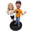 Custom Bobble-Heads Figurine Customized Doll, Custom Bobble head Holiday Couples in Cowboy Hat Custom Bobble Head, Bobble Head Figures Handmade Personalized Sculpture Gift for Couples,Wedding Anniver view 1
