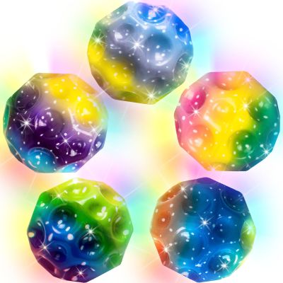 HOMQYTE High Elasticity Ball Glow in Dark, Super High Bouncing Foam Balls for Adults Improve Hand-Eye Coordination Sports Training (5P, ColorfulLight)