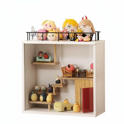 PaletteLife Mini Room Diorama Display Shelf for Anime Figures, Stackable Wooden Display Case with Glass Door, Collectible Scene Shelf, White