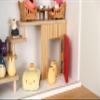 PaletteLife Mini Room Diorama Display Shelf for Anime Figures, Stackable Wooden Display Case with Glass Door, Collectible Scene Shelf, White view 4