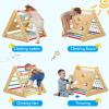 Toddler Indoor Gym Playset, 2 in 1 Wooden Climbing Toys, 3-Sided Wooden Triangle Climber with Climbing Net,Sliding Ramp, Sandbags & Board for Kids Boys Girls Indoor Gym Playset Gift,Home & Daycare view 3