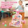 CUTE STONE 2-in-1 Baby Walker for Girls, Toddlers Learning Walker, Early Educational Push Walking Toys with Detachable Activity Center for Infants 12+ Months view 2