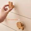 10 Pack Modern Wooden Knobs Cartoon Drawer Handles,Children's Room Furniture Knobs,with Screws & Self Adhesive,Cute Kids Cabinet Door Bedroom Handle,Kitchen Cupboard Knobs,Original Wood Color,D view 3