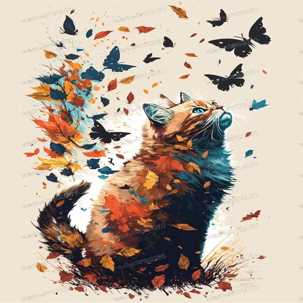 1000 Pieces Puzzles for Adults - Abstract Fall Cat - Comes with A Poster - Do It Yourself Jigsaw Puzzle - Unwind from Daily Life, Great Gift for Puzzle Enthusiasts