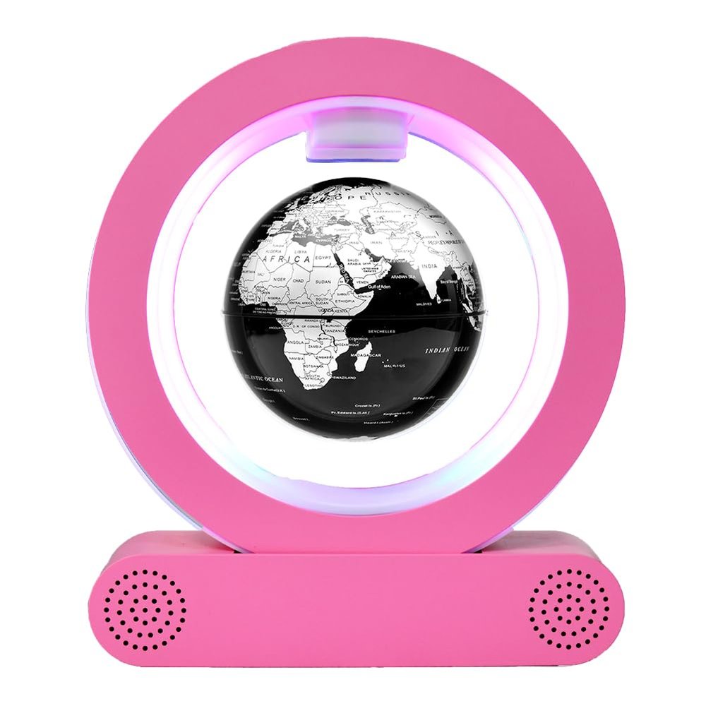 BEBEVOGUE Personalized Magnetic Levitation Floating Globe with LED Light Anti Gravity Bluetooth Speaker World Map for Office Home Desk Gadget Decor Cool Birthday Gift for Men Kids Boss Boys (Silver)