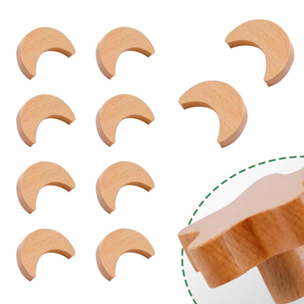 10 Pack Modern Wooden Knobs Cartoon Drawer Handles,Children's Room Furniture Knobs,with Screws & Self Adhesive,Cute Kids Cabinet Door Bedroom Handle,Kitchen Cupboard Knobs,Original Wood Color,F