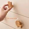 10 Pack Modern Wooden Knobs Cartoon Drawer Handles,Children's Room Furniture Knobs,with Screws & Self Adhesive,Cute Kids Cabinet Door Bedroom Handle,Kitchen Cupboard Knobs,Original Wood Color,F view 3